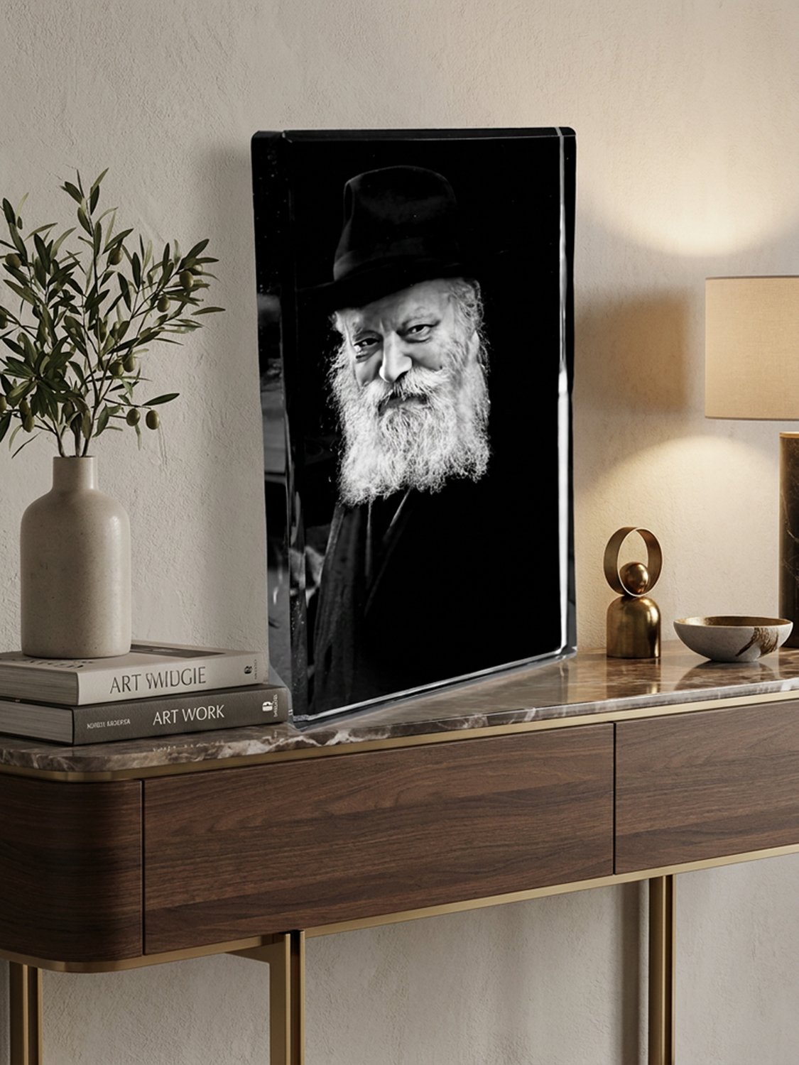 Portrait du Rabbi sur plaque acrylique — œuvre Lirone